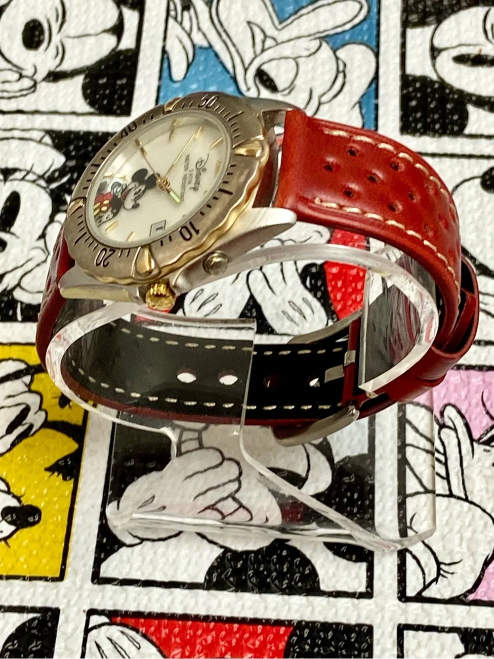 Vintage Disney Time Works Mickey Mouse Watch with Backlight and Rotating Bezel